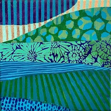 Composizione colorata con linee, cerchi e motivi vegetali — belle arti dal mondo di PAGANE
