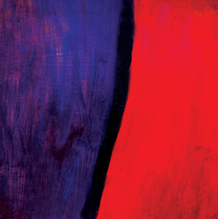 Campiture intense rosse e viola con un confine scuro curvo — dipinto di Kristiyan Petrov